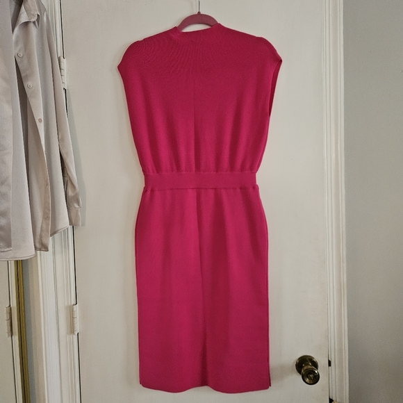NWT Ann Taylor Petite Ribbed Blouson Sweater Dress Hot Pink Poppy XSP - Picture 5 of 11